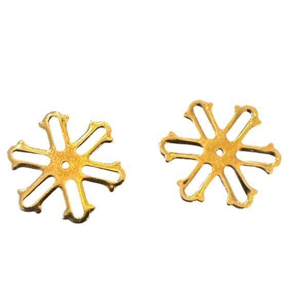 VTG 1987 AVON Snow Pedals Convertible Earrings Gold Tone Snowflake Crystal Studs - Picture 7 of 11
